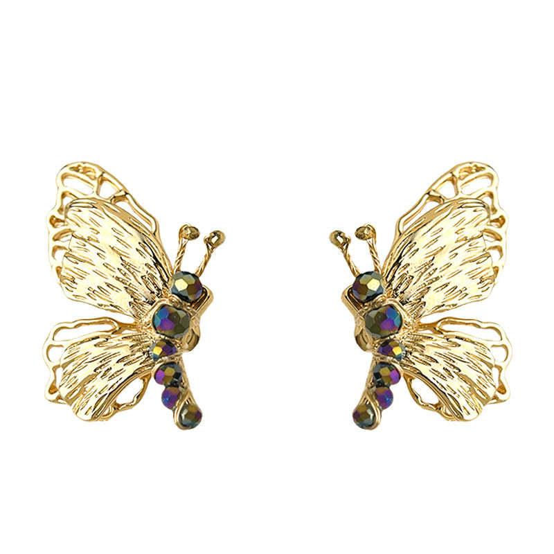 C관 - 14K 도금 핸드메이드 글래스 비즈 나비 귀걸이 [5496] 25.02-1