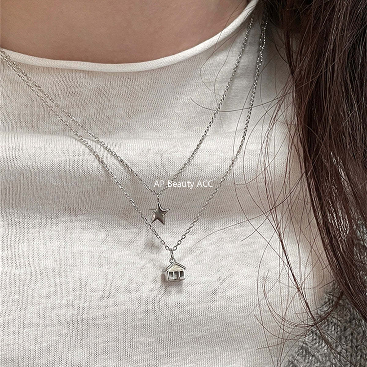 A관 - 925 실버 별 하우스 펜던트 체인 목걸이 [XL-1211] 25.10-4