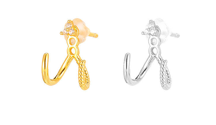 A관 - 삼각 갈고리 모양 큐빅 925 은침 귀걸이 [EH-4289] 25.12-1