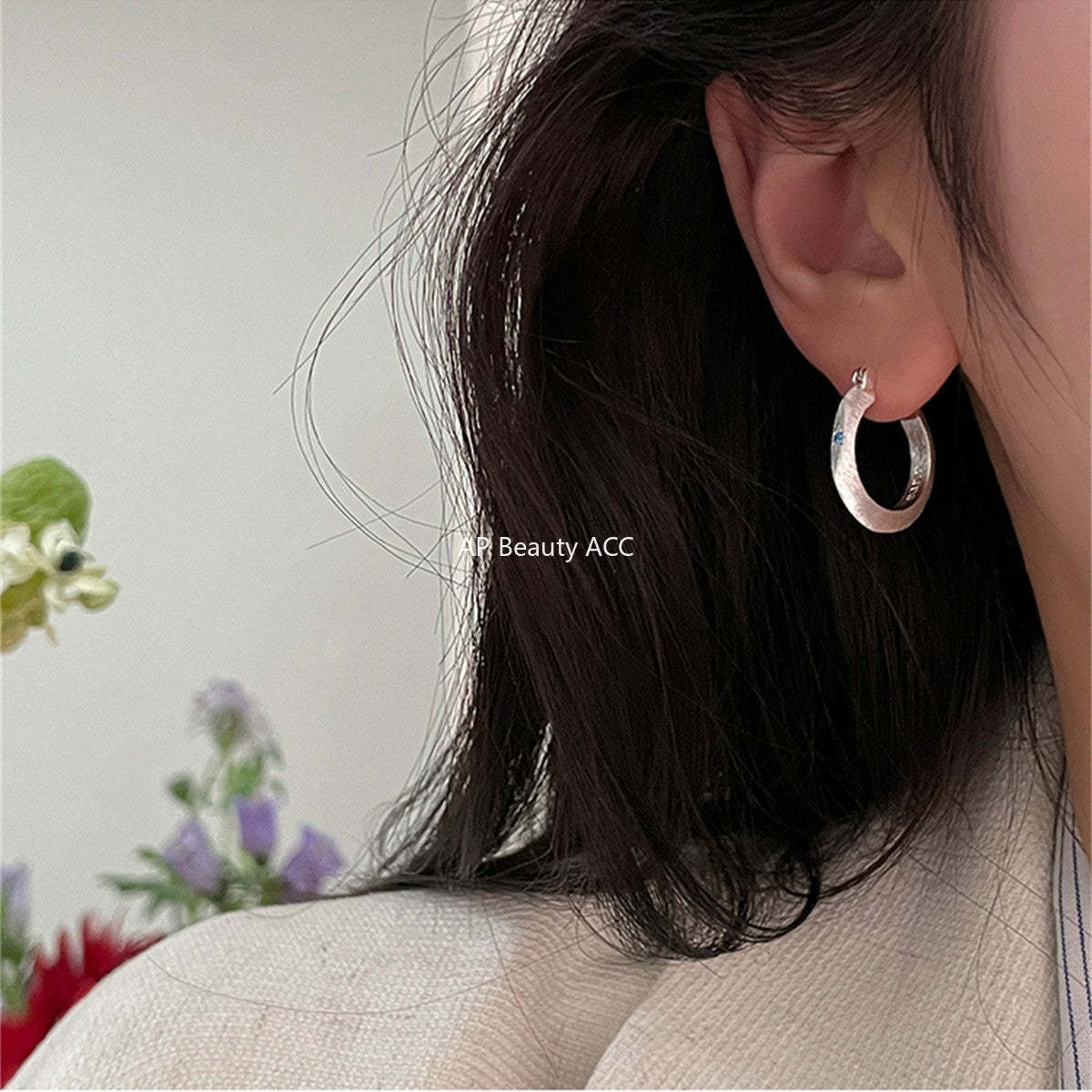 A관 - 샌딩 별 디자인 큐빅 은침 귀걸이 [EH-3466] 25.04-3