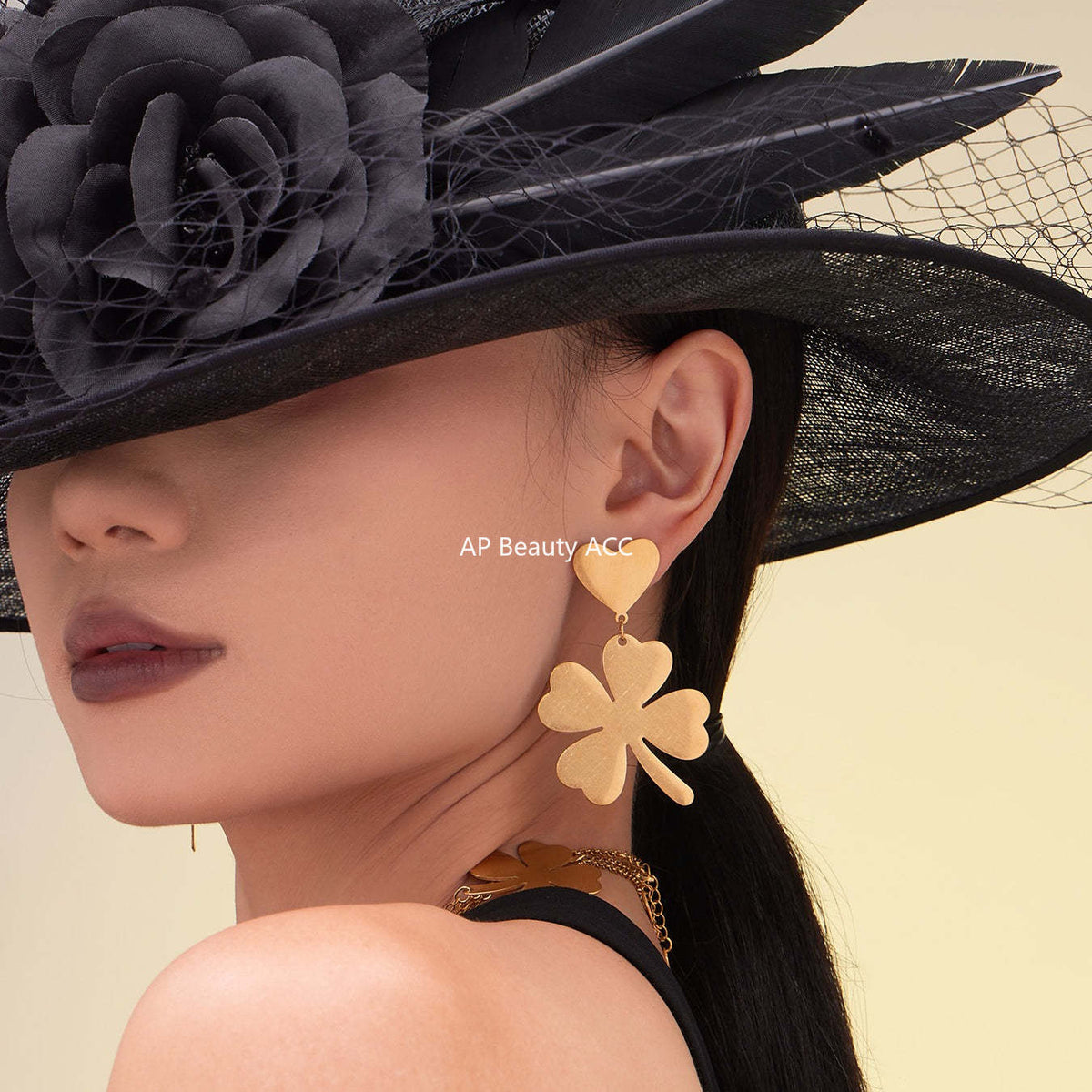 D관 - 스테인리스 18K 도금 하트 네잎 클로버 목걸이 귀걸이 반지 [TXP463] 25.10-5