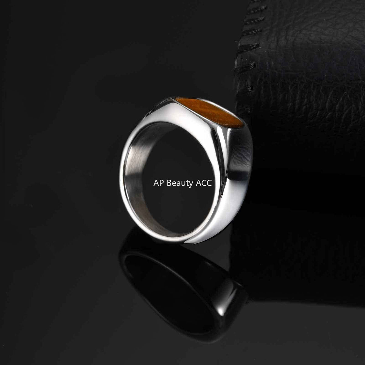 G관 - 스테인리스 스틸 사각 호안석 유광 반지 [RC-620] 25.10-5