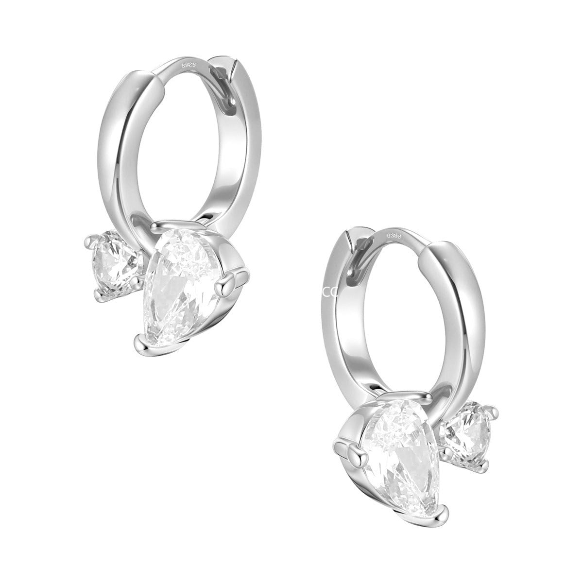 A관 - 925 은침 물방울 큐빅 링 귀걸이 [EH-4001] 25.10-1