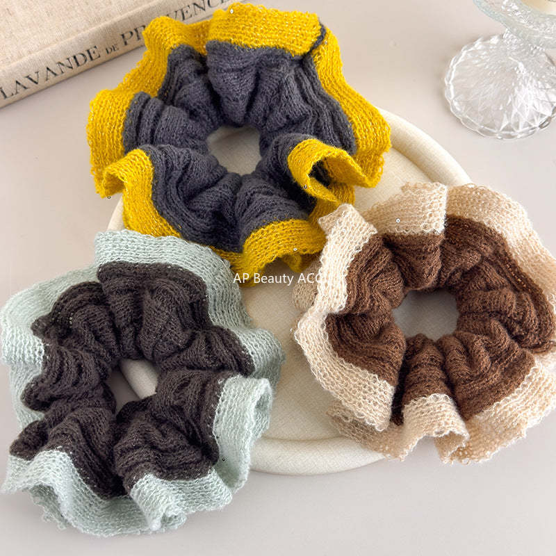 E관 - 배색 니트 소재 포니테일 곱창 헤어밴드 [27604] 25.10-4