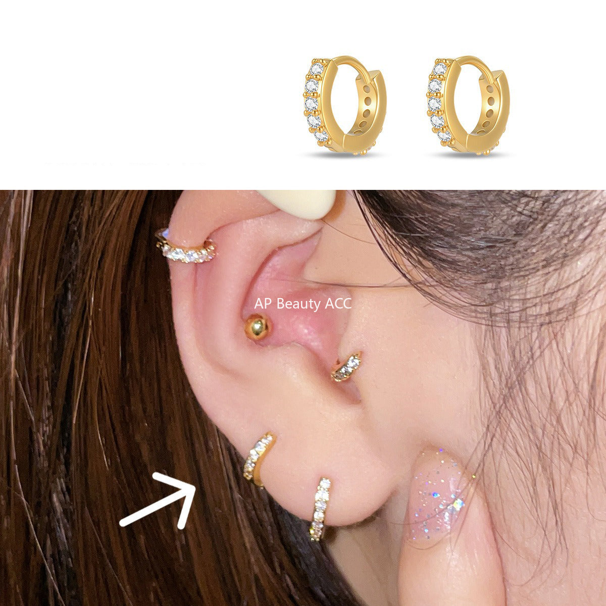 A관 - 티타늄 스틸 큐빅 후프 귀걸이 [EH-4163] 25.10-4