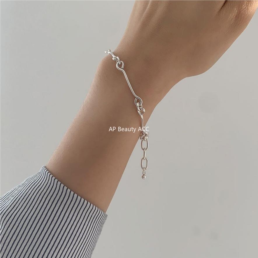 F관 - 925 실버 얇은 연결 라인 디자인 팔찌 [A335] 25.10-4