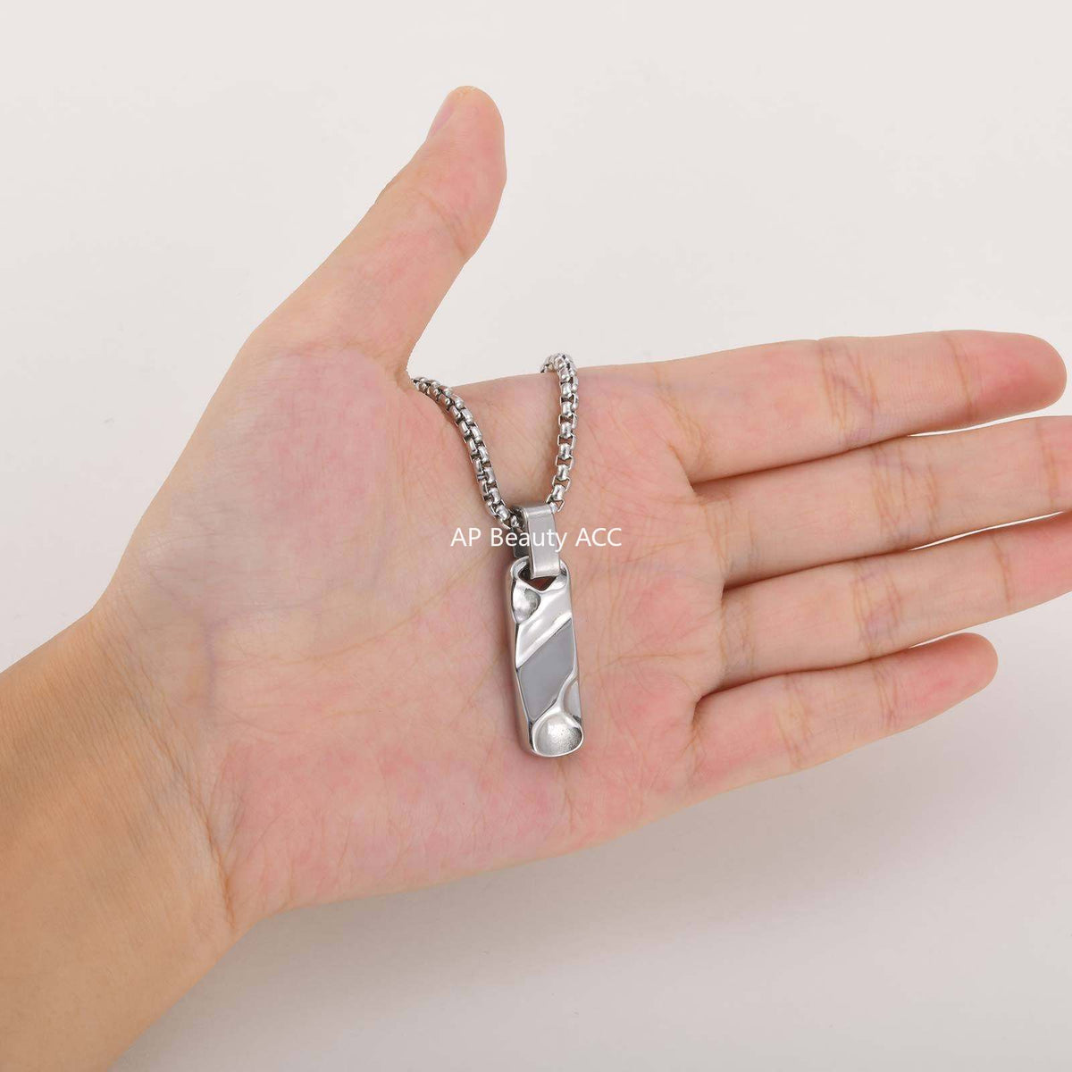 G관 - 입체 직사각 펜던트 스테인리스 스틸 목걸이 [PN-2272] 25.12-2