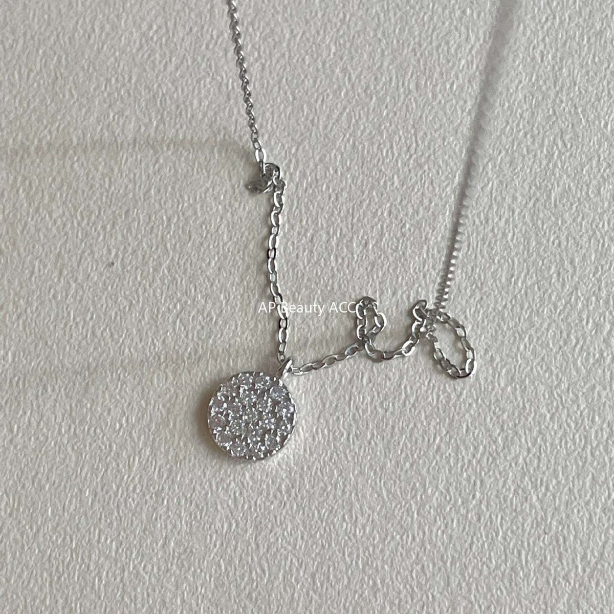 F관 - 925 실버 풀큐빅 원형 펜던트 목걸이 [B1388] 25.11-4