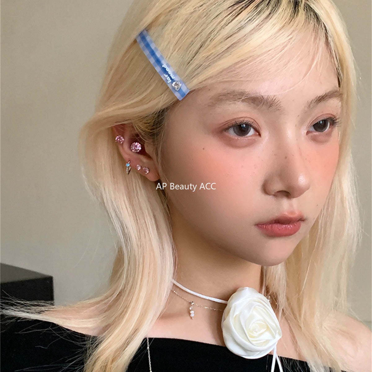 A관 - 999 실버 핑크 큐빅 스터드 귀걸이 [EH-4094] 25.10-2