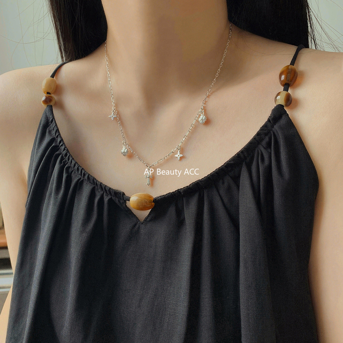 A관 - 925 실버 십자가 클로버 펜던트 팔찌 목걸이 [1037] 25.10-3