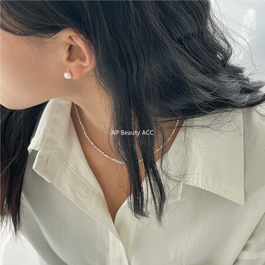 F관 - 925 실버 샌딩 원형 볼 귀걸이 [C1064] 25.09-4