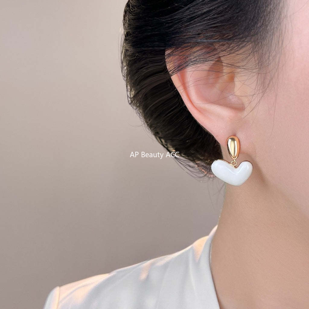 C관 - 오일 코팅 하트 디자인 925 은침 귀걸이 [7108] 25.11-3