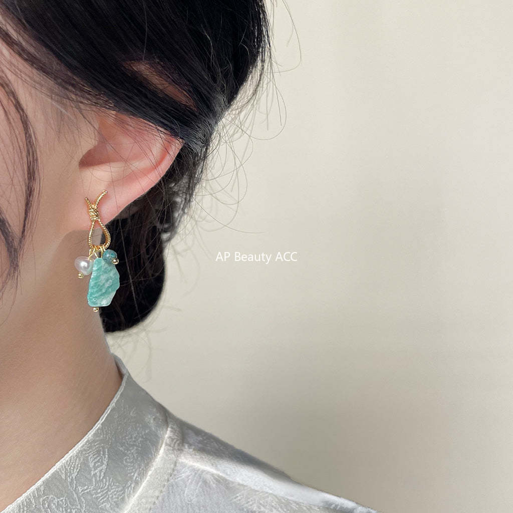 C관 - 천연석 오리지널 디자인 14K 도금 은침 귀걸이 [3940] 24.05-3