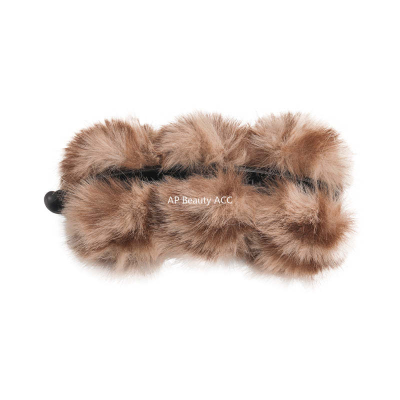 E관 - 퍼 소재 3구 디자인 호피무늬 집게핀 [27619] 25.10-5