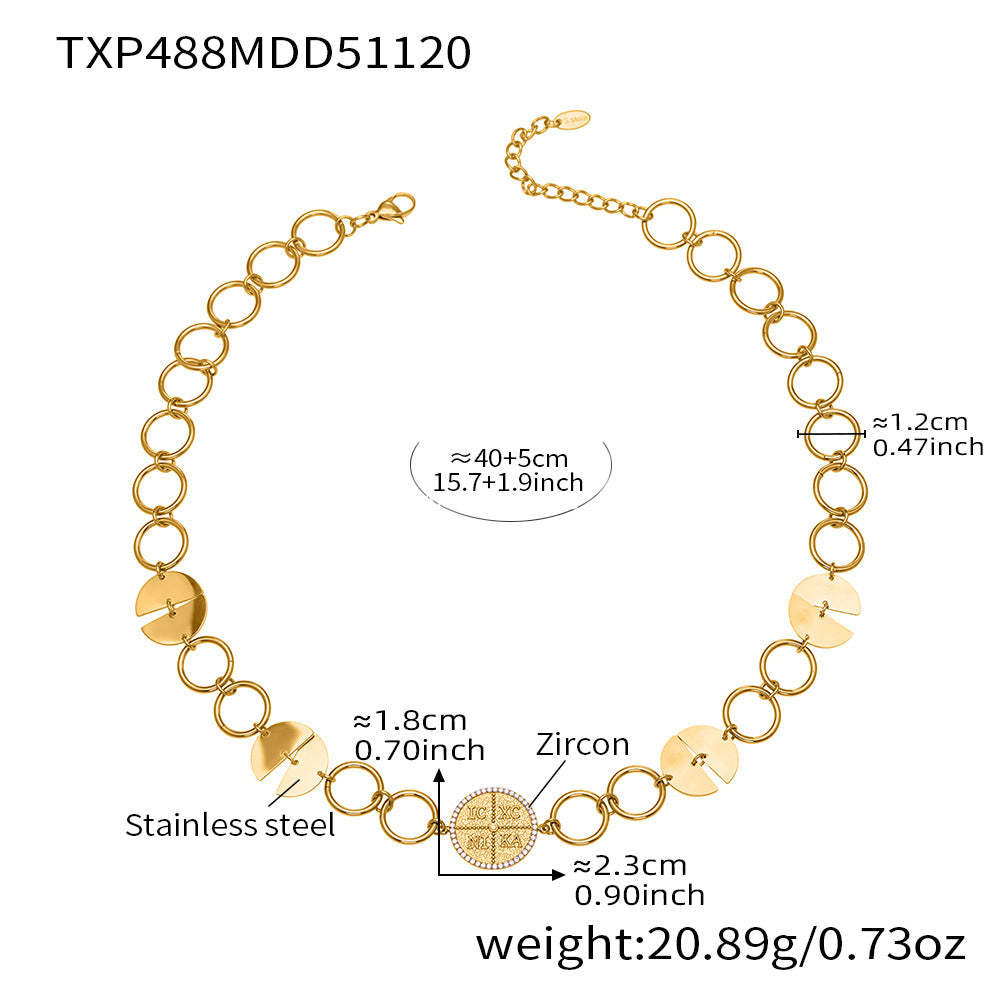 D관 - 스테인리스 스틸 이니셜 원형 펜던트 18K 도금 목걸이 팔찌 [TXP488] 25.11-4