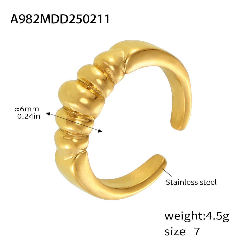D관 - 머리띠 디자인 오픈형 18K 도금 반지 [A982] 25.02-2