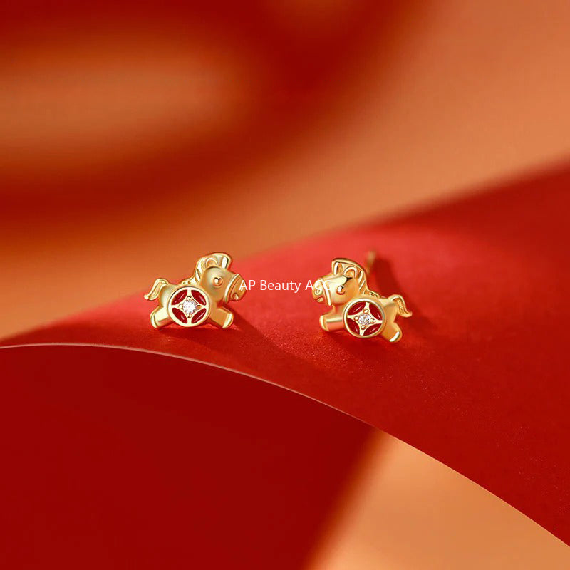 B관 - 999 실버 말 동전 디자인 귀걸이 목걸이 반지 [YC3989E_1 YC10302E_1 YC2294N_1] 25.11-2