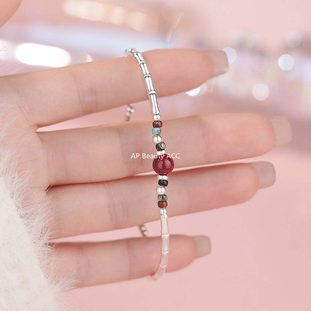 B관 - 925 실버 대나무 마디 모양 비즈 팔찌 [YC4035SL_2] 25.12-3