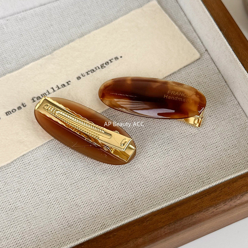 E관 - 프렌치 타원형 셀룰로이드 소형 헤어핀 [24383] 25.10-2