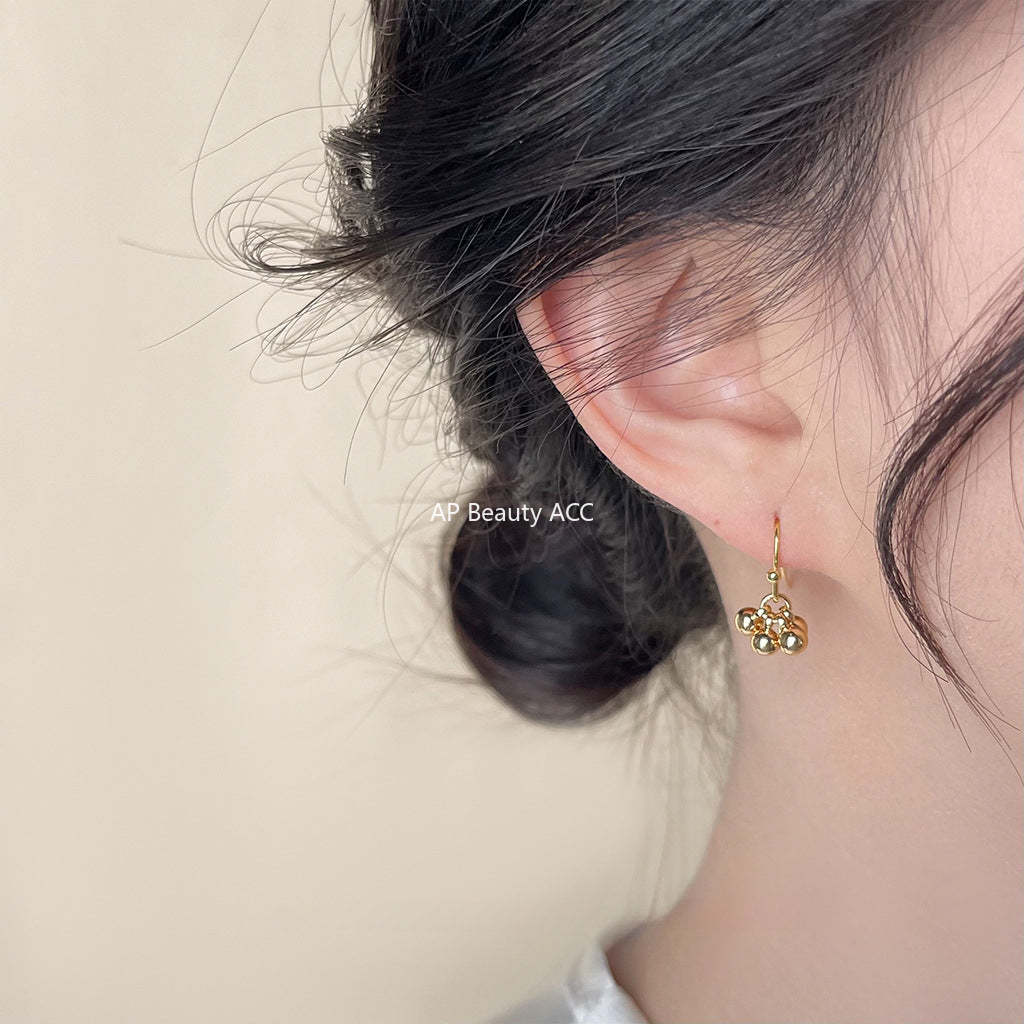 C관 - 14K 도금 포도 모양 핸드메이드 심플 귀걸이 [4217-4218] 24.06-2