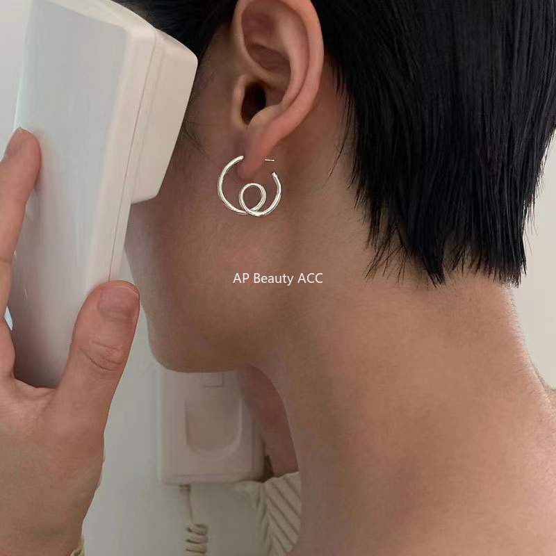 F관 - 925 실버 웨이브 패턴 스터드 귀걸이 [C899] 25.07-1