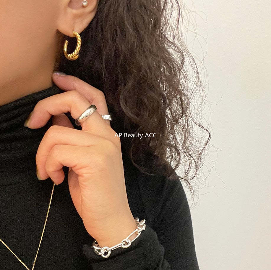 F관 - 925 실버 스트랩 모양 귀걸이 [C874] 25.12-1