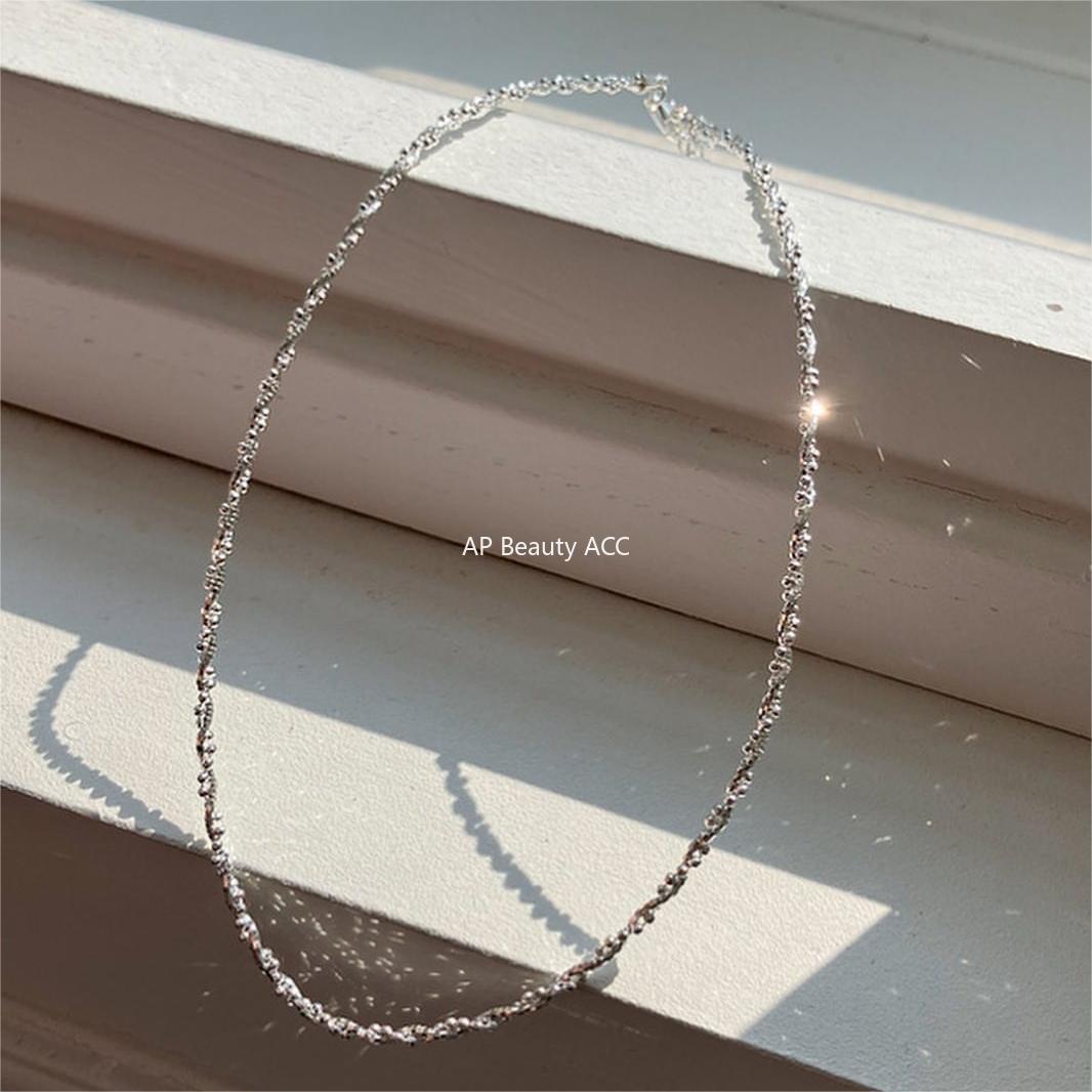 F관 - 925 실버 컷팅 라운드 비즈 실버 파편 목걸이 [B1173] 25.12-3