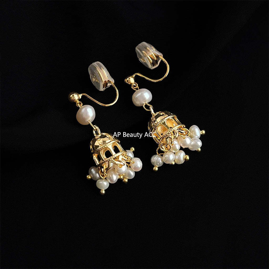 C관 - 담수 진주 골드 도금 나선형 이어커프 귀걸이 [EJ0203P] 25.02-3