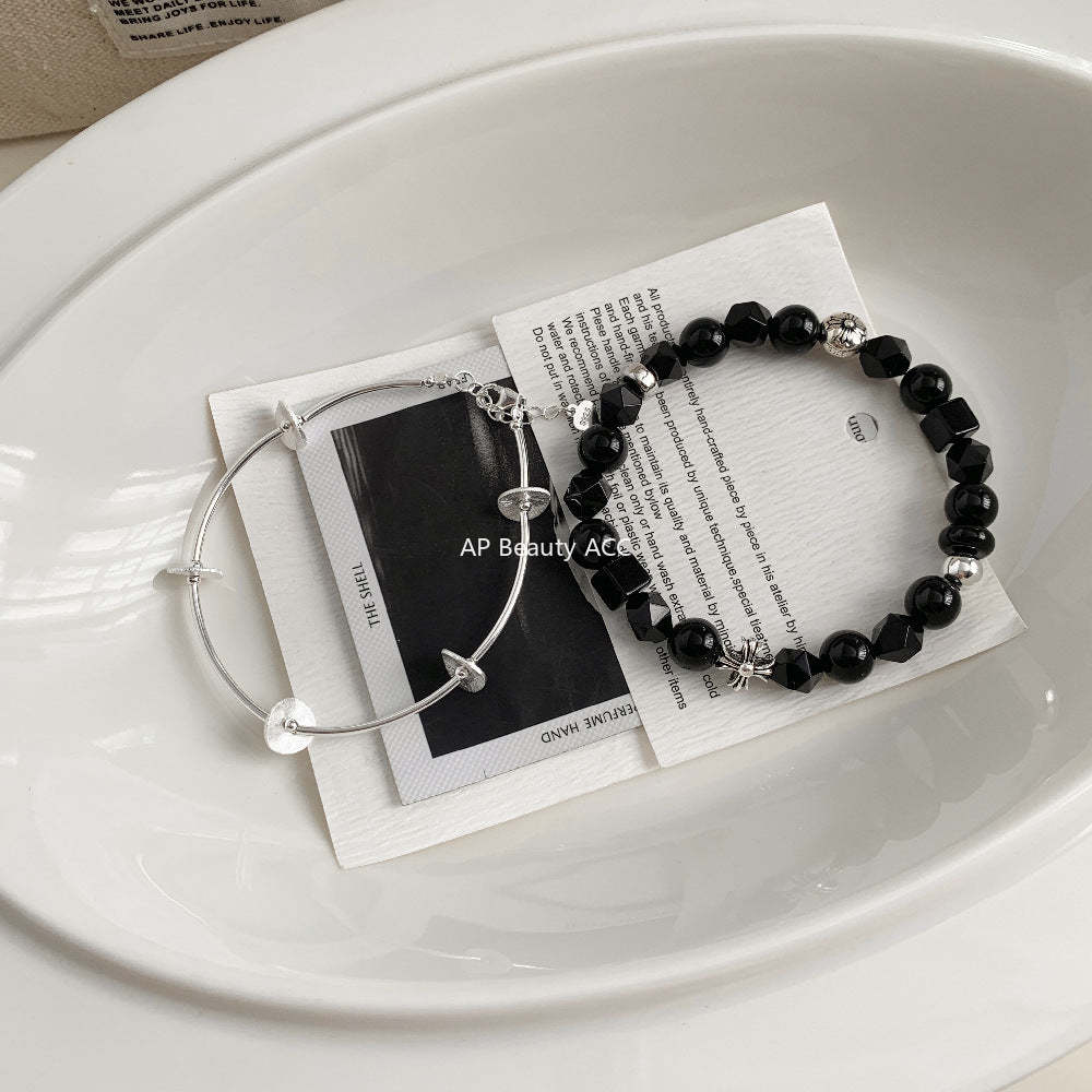 A관 - 십자가 흑마노 흑요석 925 실버 팔찌 [1512] 25.11-3