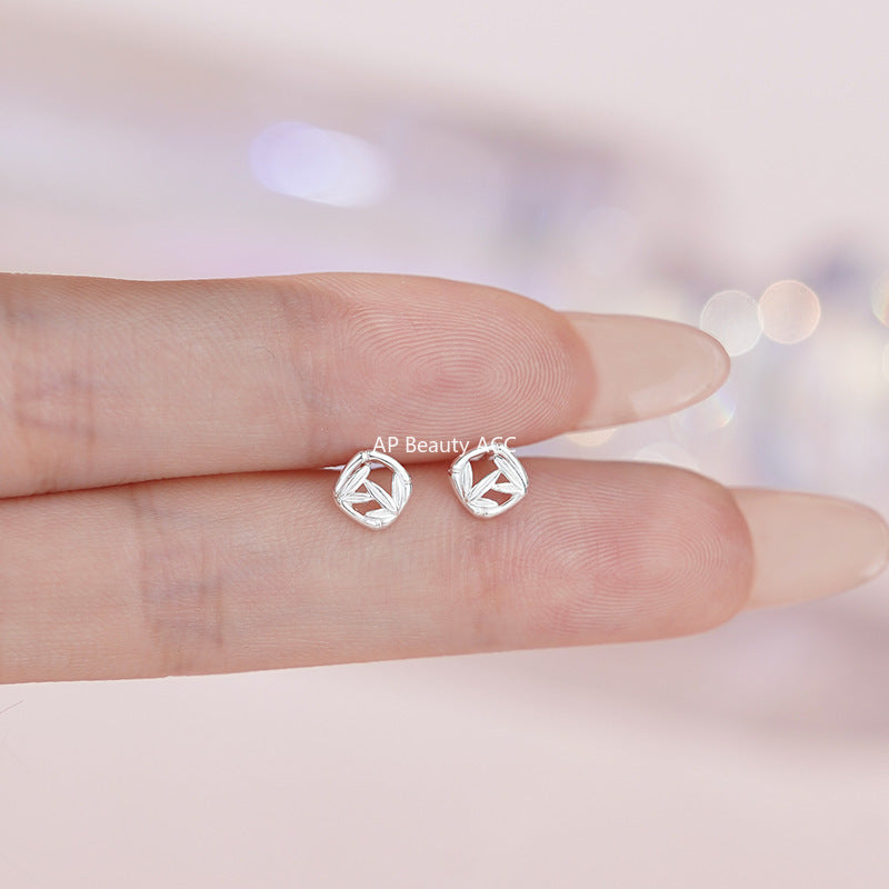 B관 - 999 실버 플라워 잎 디자인 호리병 사각 귀걸이 [YC3092E_1 YC4907E_1] 25.11-2