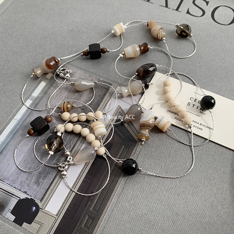 A관 - 925 실버 천연 마노 연수정 비즈 목걸이 [1459-1460] 25.10-3