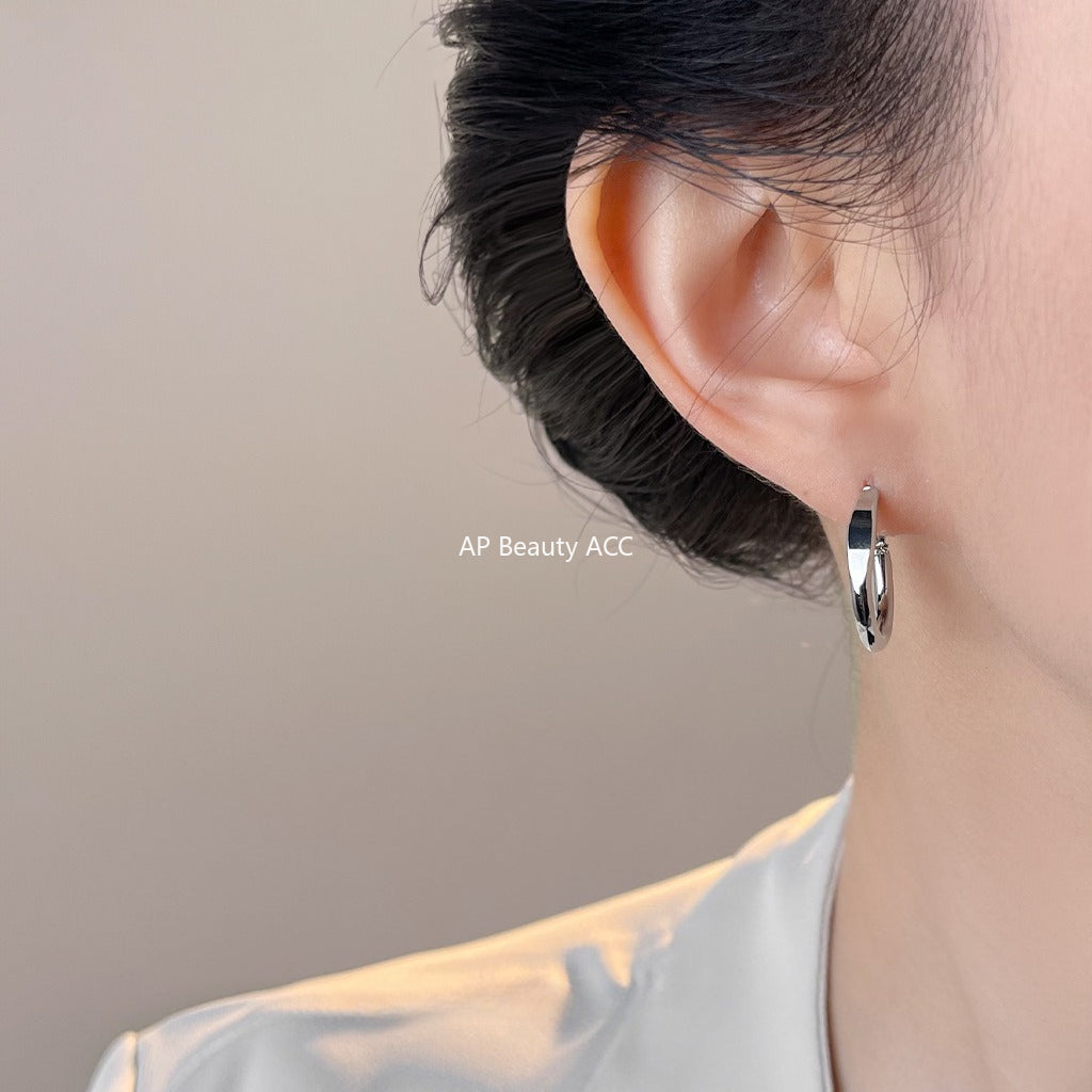 C관 - 925 은침 원형 링 미니멀 귀걸이 [7017] 25.11-1