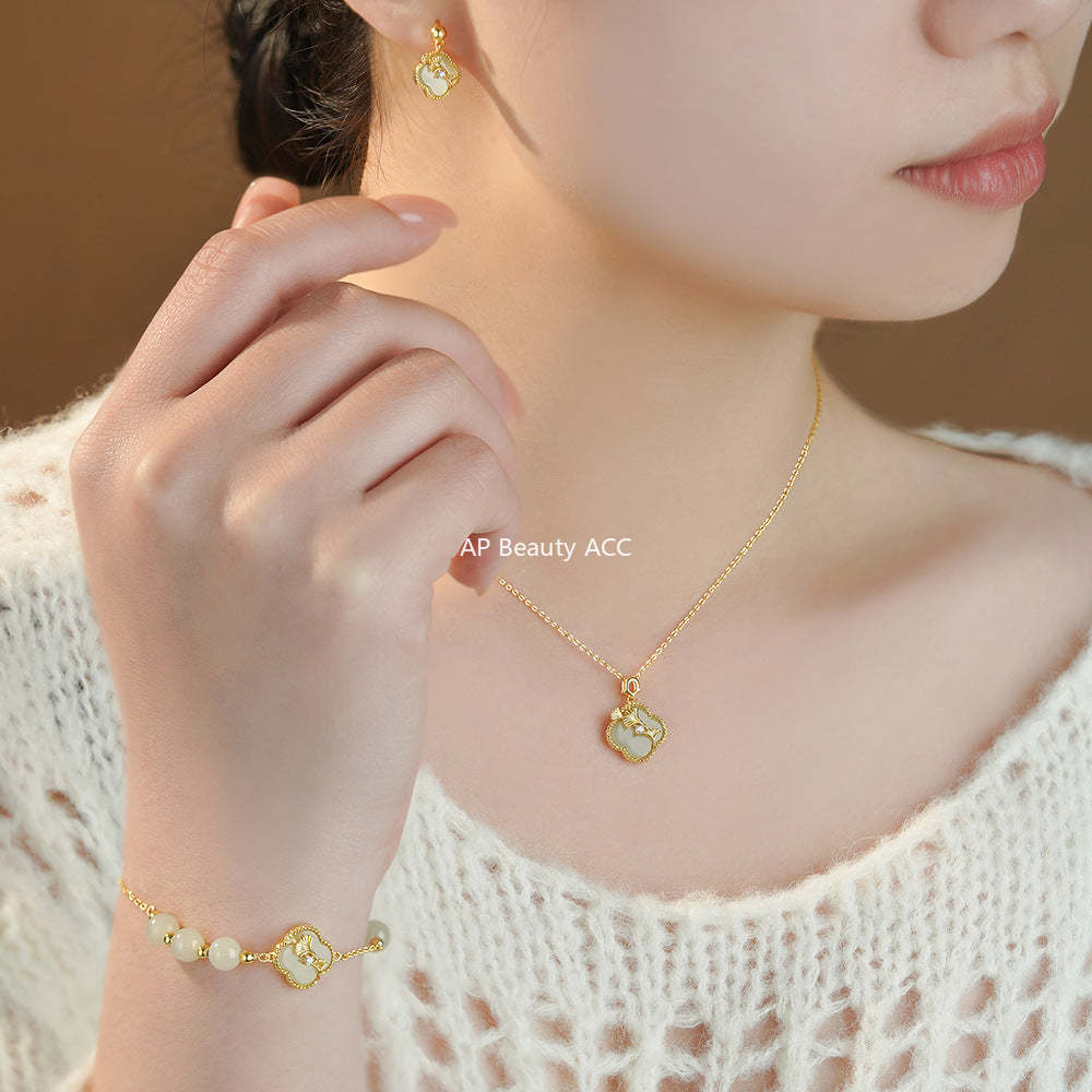 B관 - 925 실버 클로버 은행잎 디자인 목걸이 팔찌 귀걸이 [YC9194E_1 YC4558SL_1 YC2030N_1] 25.12-1