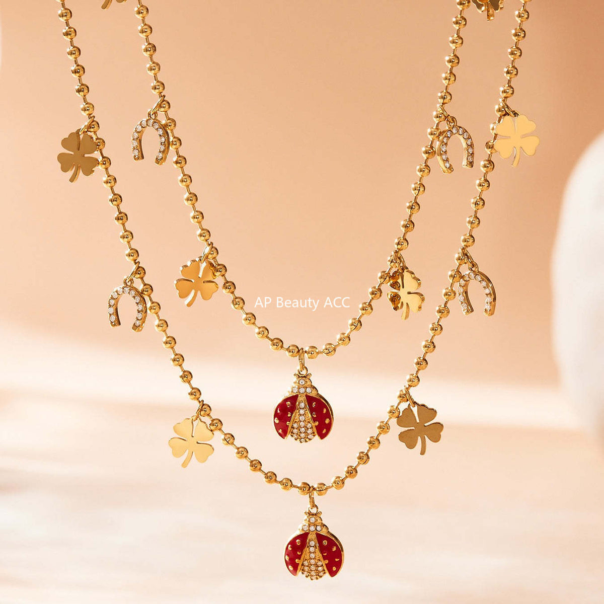 D관 - 스테인리스 스틸 무당벌레 큐빅 펜던트 목걸이 귀걸이 팔찌 발찌 [TXP479] 25.11-4