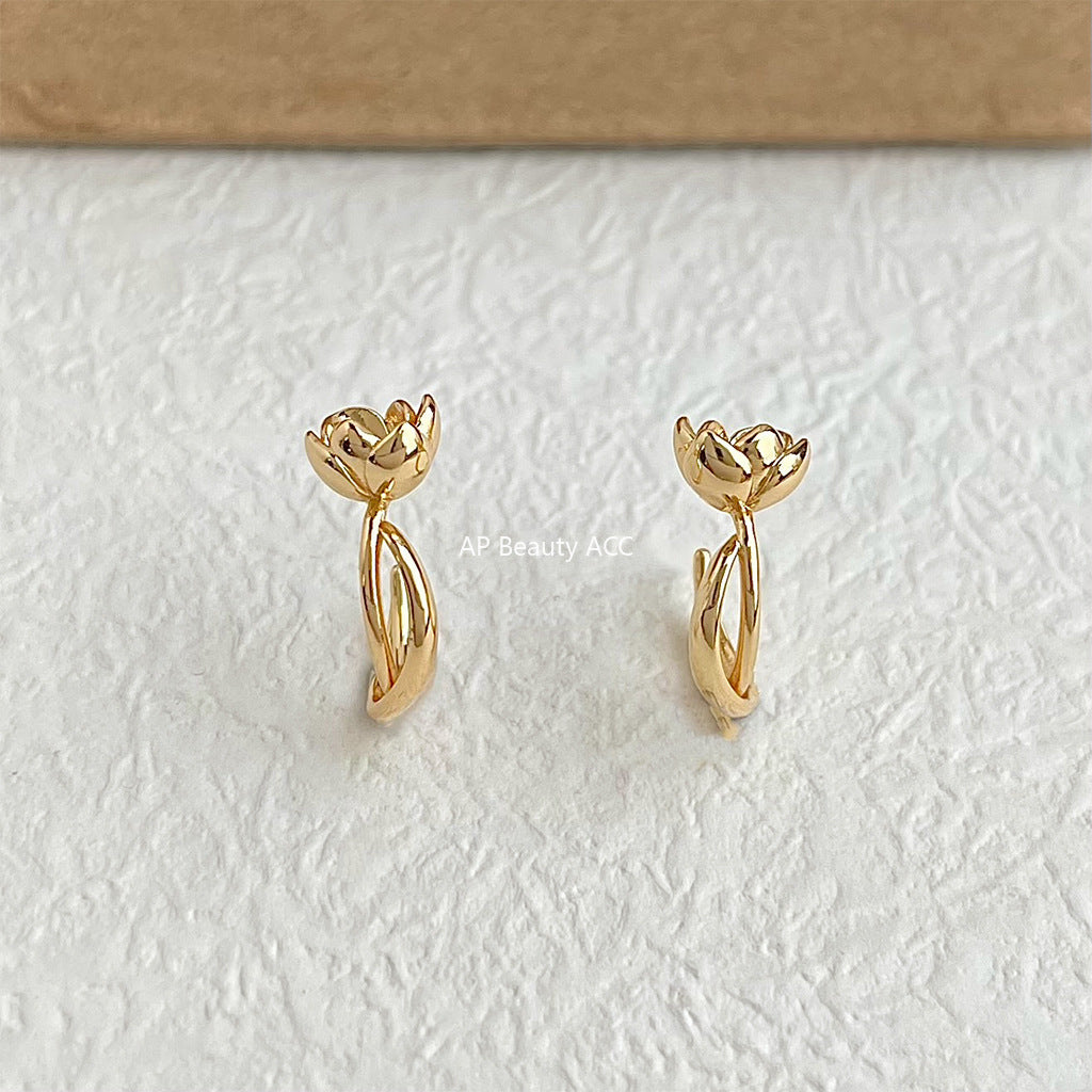 C관 - 925 은침 미니멀 장미 플라워 스터드 귀걸이 [6694] 25.10-1