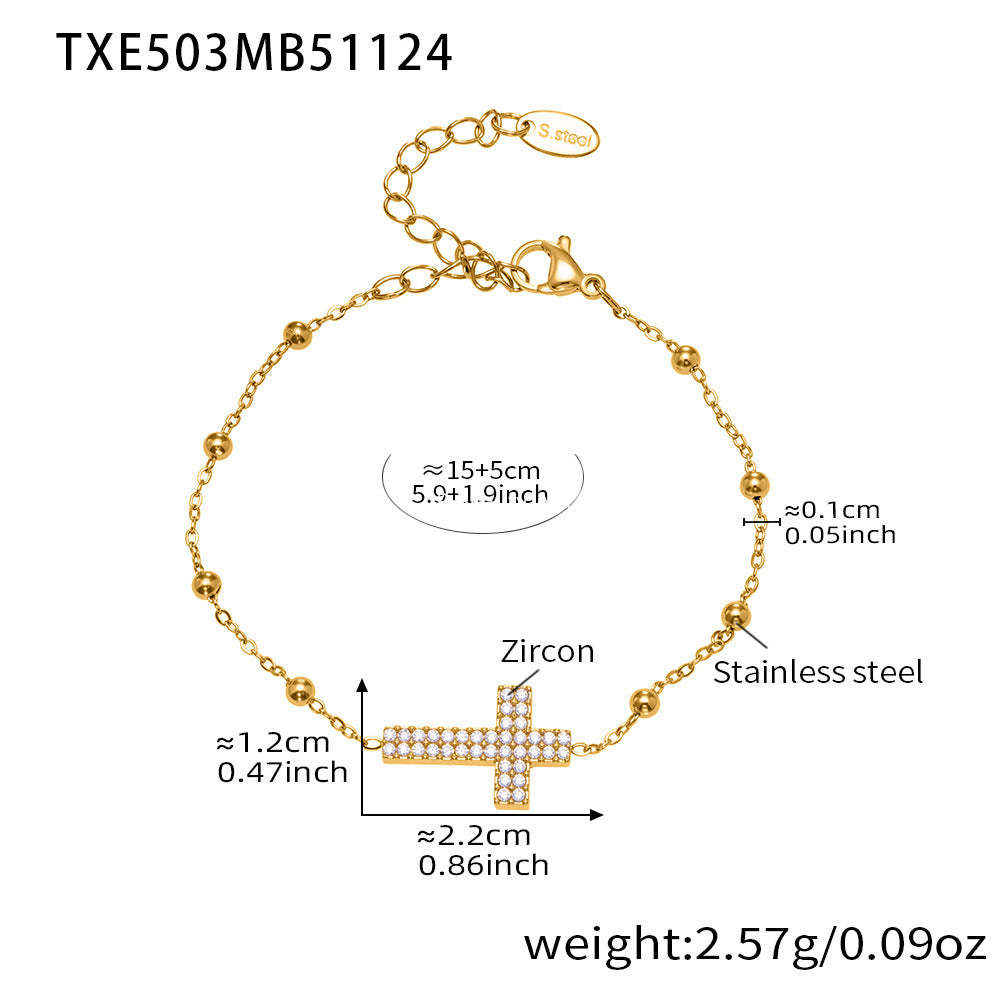 D관 - 스테인리스 스틸 십자가 큐빅 18K 도금 반지 귀걸이 팔찌 목걸이 [TXP503] 25.11-4