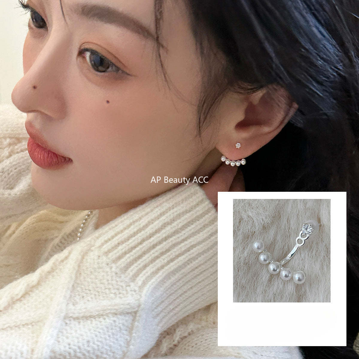 A관 - 925 은침 진주 드롭형 큐빅 귀걸이 [EH-3553] 25.05-4