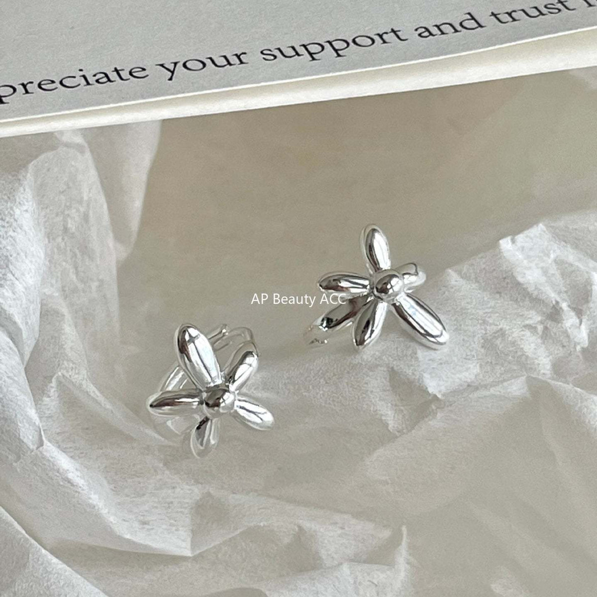 F관 - 925 실버 플라워 디자인 링 귀걸이 [C1413] 25.11-3