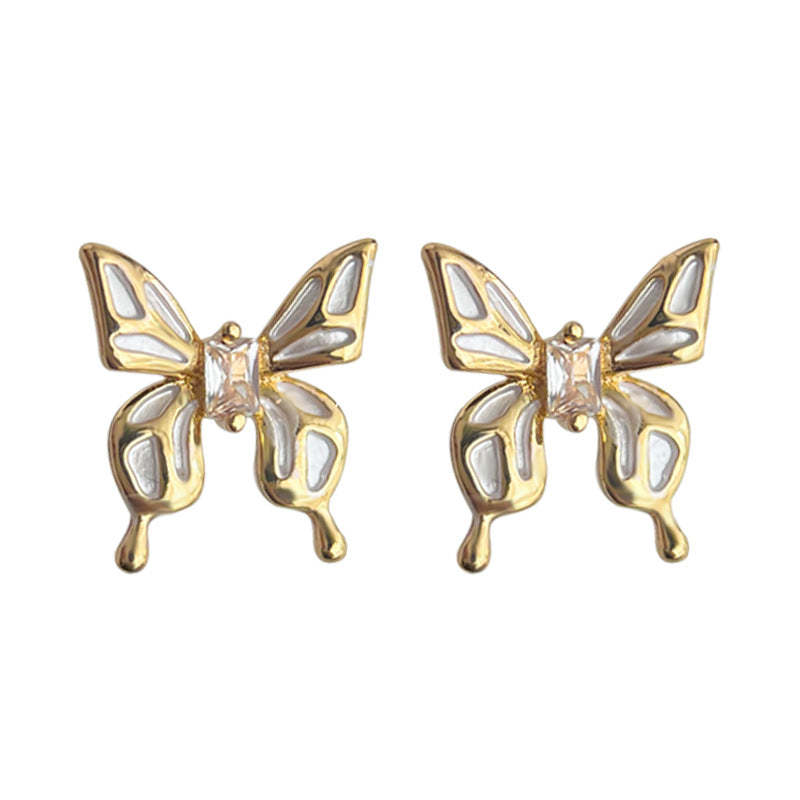 C관 - 미니 큐빅 14K 도금 오일 코팅 나비 귀걸이 [4425] 24.06-4