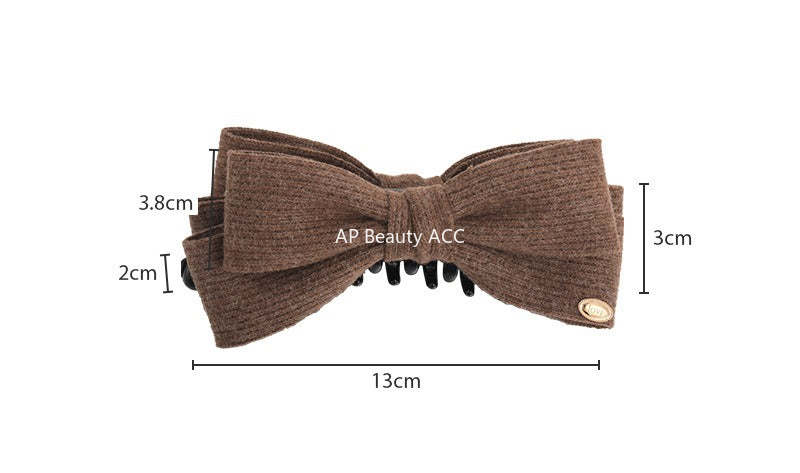 E관 - 모직 니트 소재 양면 리본 디자인 집게핀 [27708] 25.11-3