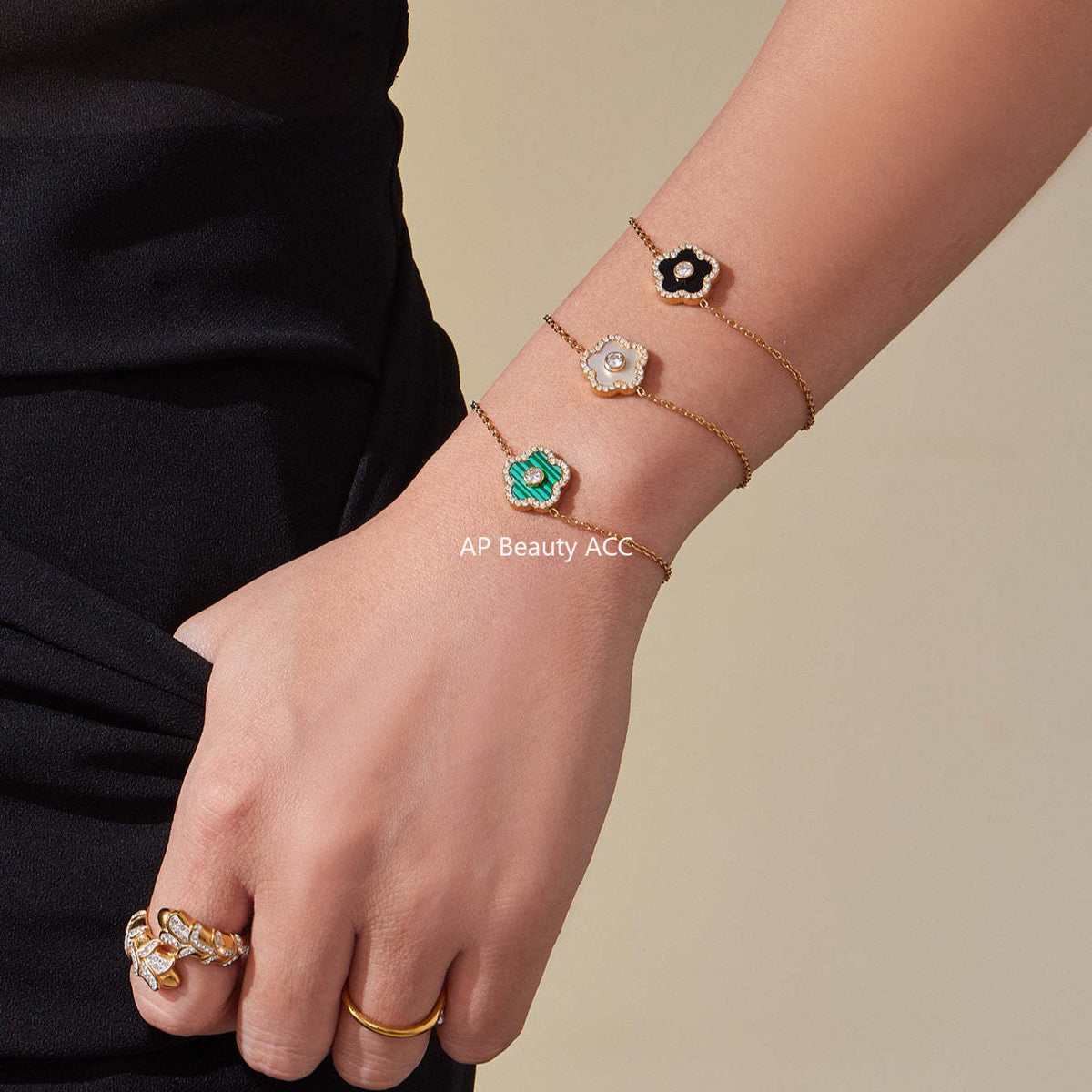 D관 - 스테인리스 스틸 크리스탈 큐브 플라워 큐빅 펜던트 목걸이 팔찌 [TXP453] 25.10-4