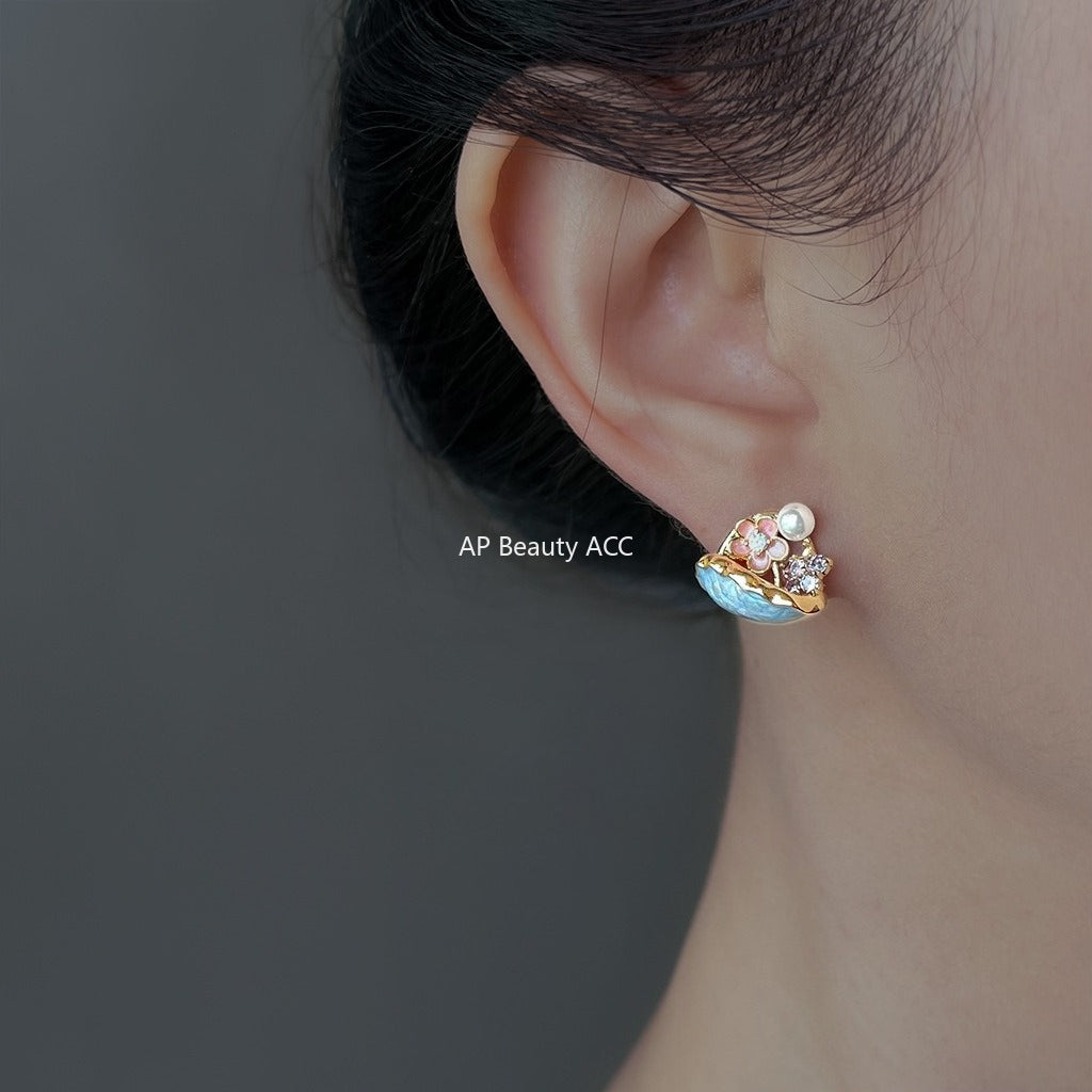 C관 - 925 은침 컬러 플라워 바구니 귀걸이 [6865] 25.10-1