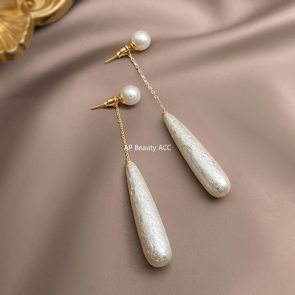 C관 - 눈꽃 진주 물방울 롱 드롭형 귀걸이 [5810] 25.04-2