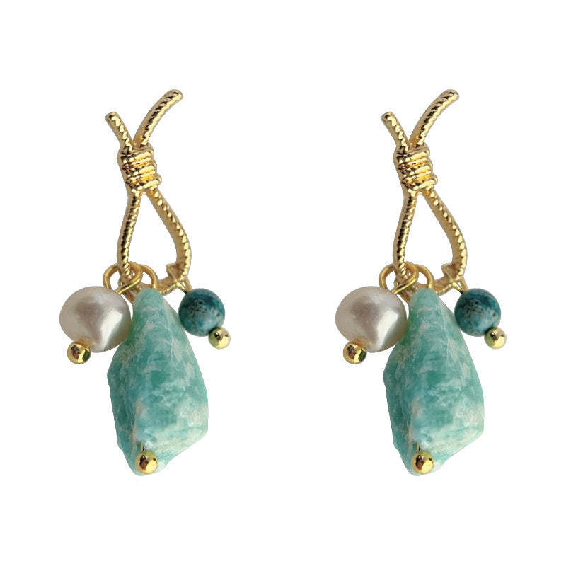 C관 - 천연석 오리지널 디자인 14K 도금 은침 귀걸이 [3940] 24.05-3