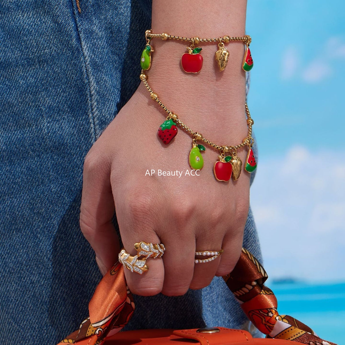 D관 - 스테인리스 스틸 과일 큐빅 펜던트 목걸이 팔찌 발찌 [TXP416] 25.10-1