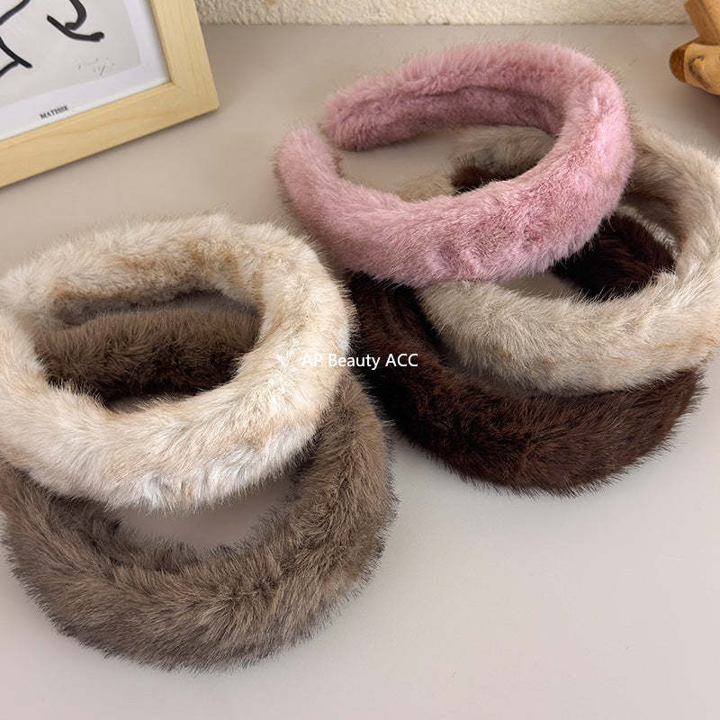 E관 - 인조 밍크 퍼 소재 볼륨 머리띠 [24297] 25.11-1