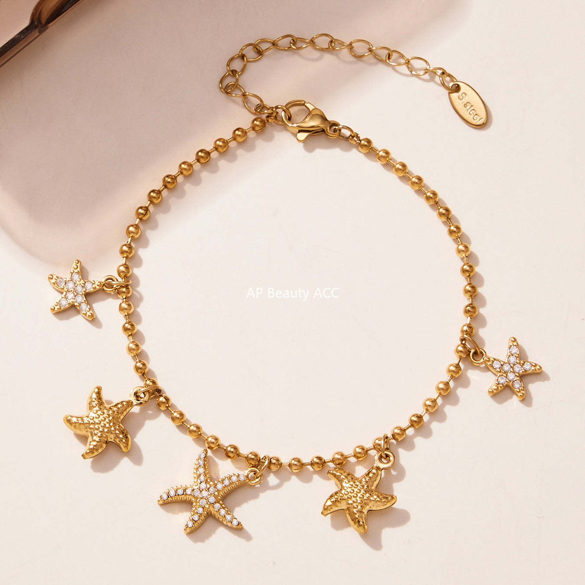 D관 - 스테인리스 스틸 불가사리 큐빅 펜던트 귀걸이 목걸이 팔찌 발찌 [TXP478] 25.11-4