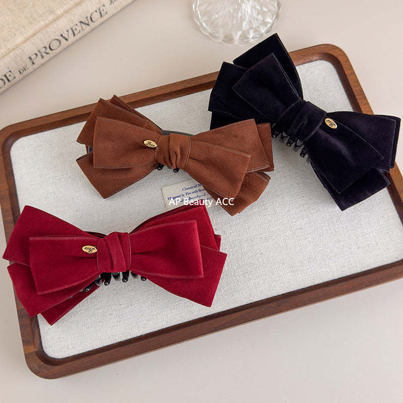 E관 - 스웨이드 리본 골드 포인트 집게핀 [27621] 25.11-1