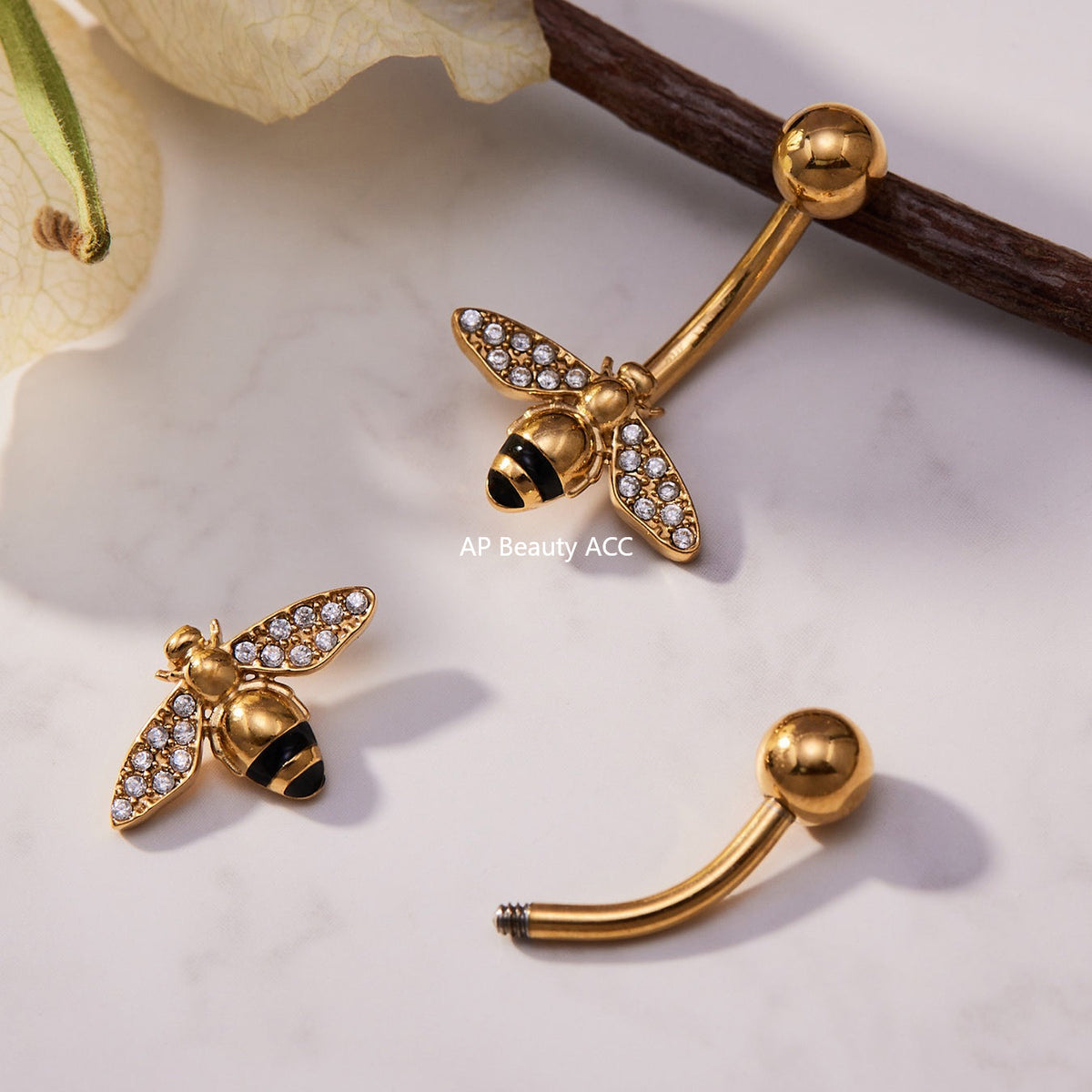 D관 - 스테인리스 스틸 풀 큐빅 18K 도금 피어싱 귀걸이 [H009] 25.11-2