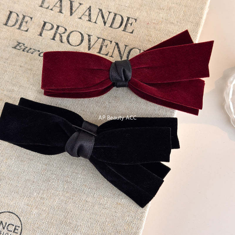 E관 - 벨벳 리본 모양 바나나 집게핀 [27757] 25.12-1